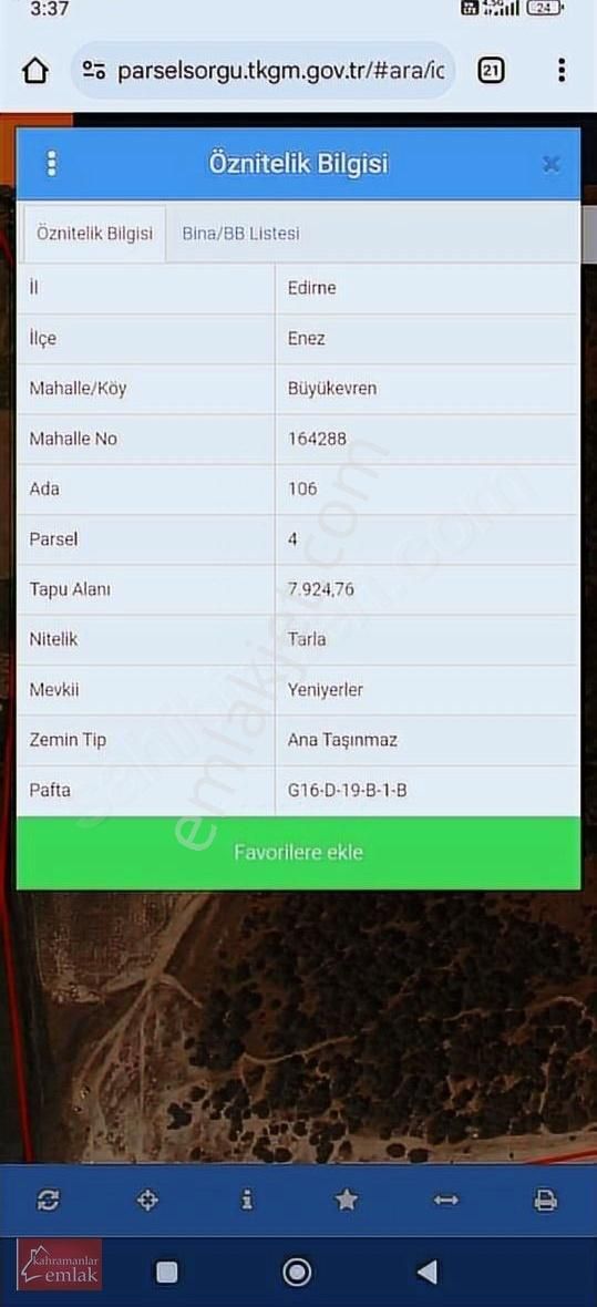 Saros Körfezi Enez Büyük Evren Satilik Tarla