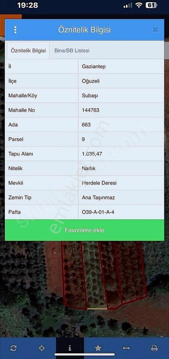 Oğuzeli Subaşında Tek Tapu Yatırımlık Arazi Resmi Yola Sıfırdır