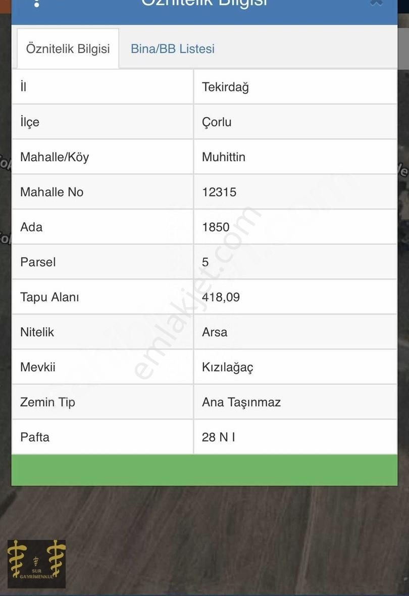 Sur Emlaktan Kervanci Korunun Yanında Satılık 418m2 Arsa