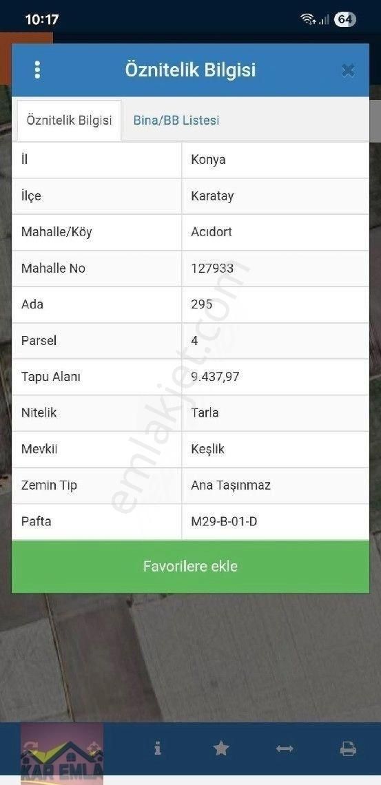 Karatay Acıdört Te Müstakil 9437m2 Yatırıma Uygun