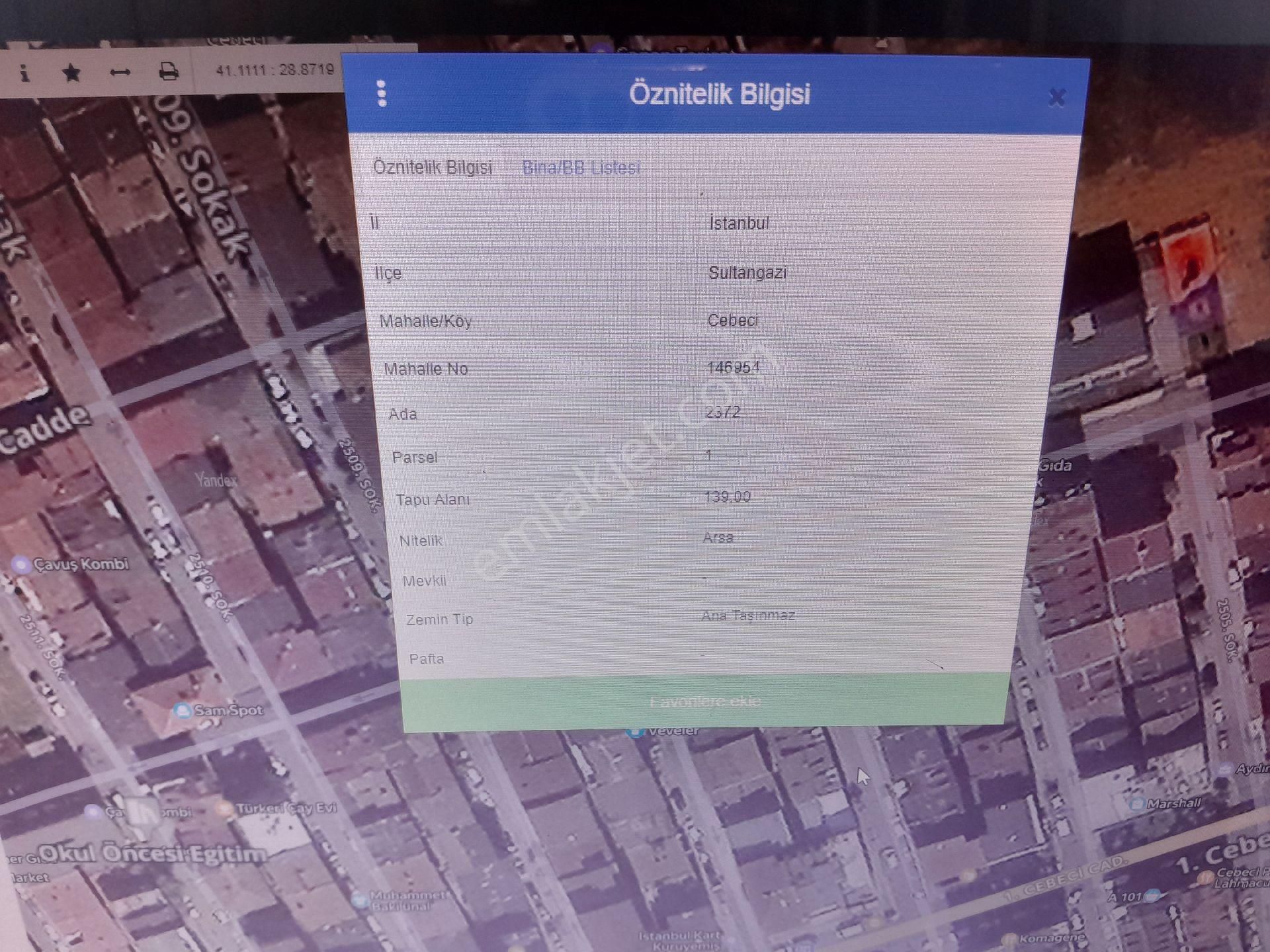 Satılık Arsa İstanbul Sultangazi Cebeci Mahallesi Kartal Emlaktan 130m2