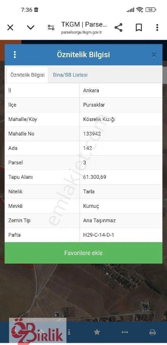 Pursaklar Kösrelik Kızığı Da Satılık Arsa