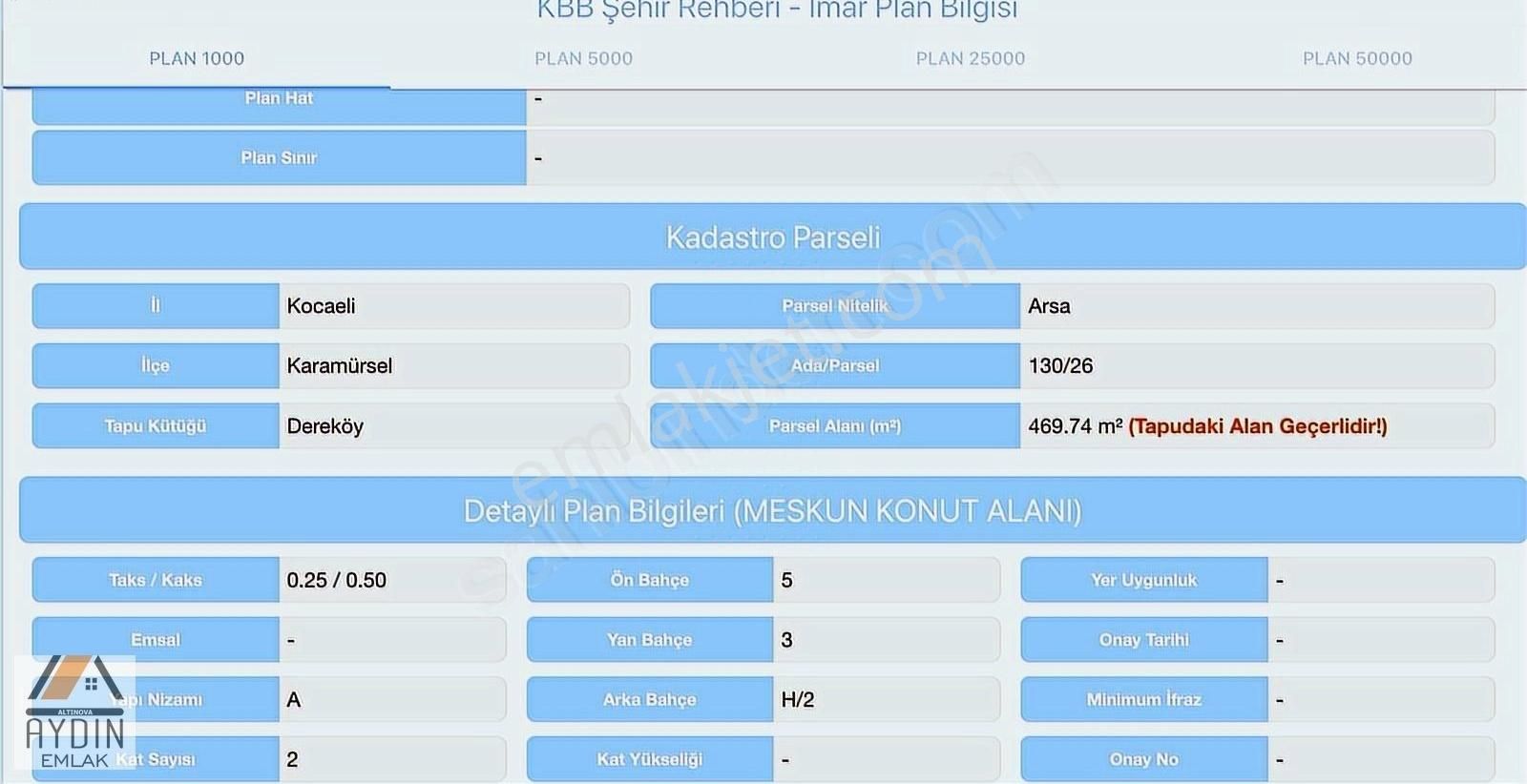 Tek Yetkili, Muhteşem Konumda 470m2 Deniz Manzaralı İmarlı Arsa