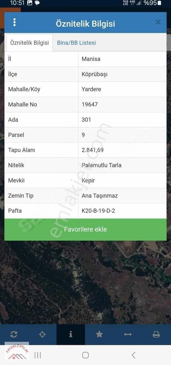 Manisa Köprübaşı Yardere 2.841m2 Tarla Resmi Yolu Var