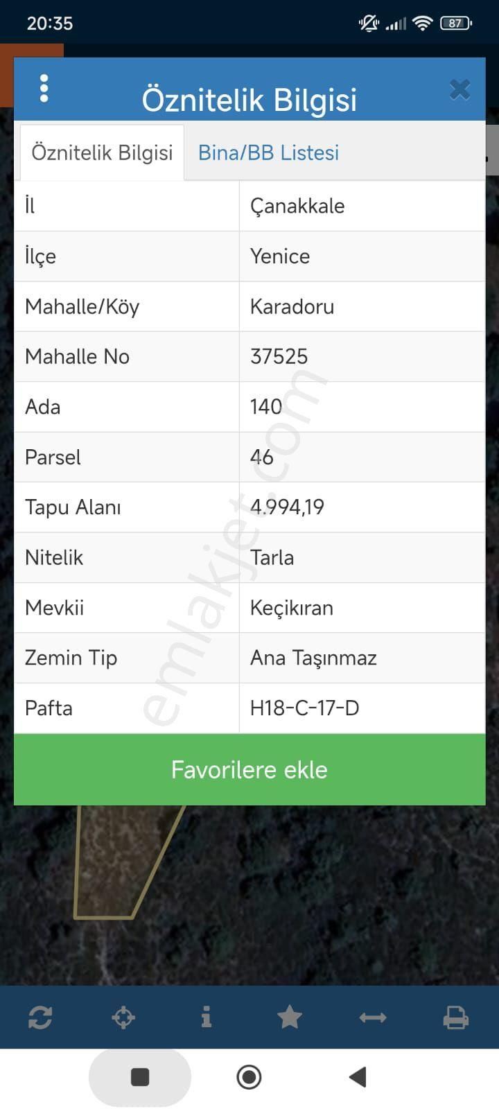 Çanakkale De Satılık 5 Dönüm Tarla Tek Tapu Uygun Fiyata