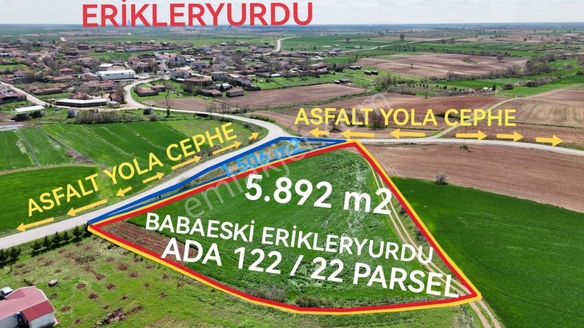 Kırklareli Babaeski Erikleryurdu İmara Sınır 5.892 M2 Satılık