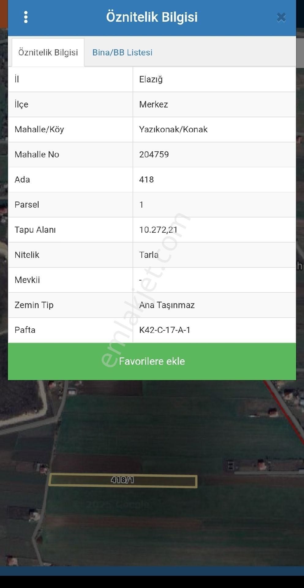 Yazıkonak'ta 10 Dönüm Tarla