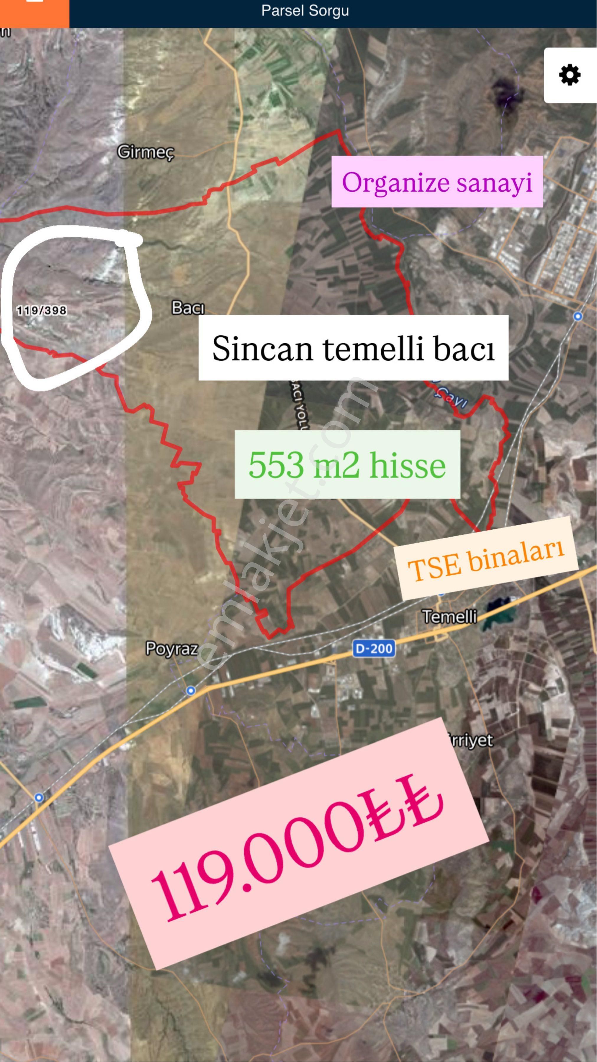 Sincan Temellide 553 M2 Acil Satılık