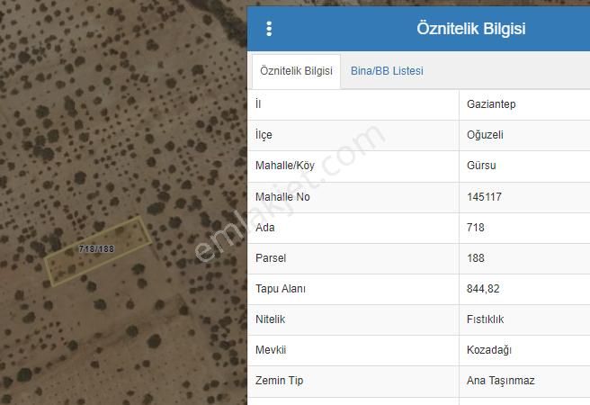 Gürsu - Oğuzeli'nde Satılık Küçük Bağevlik Arazi