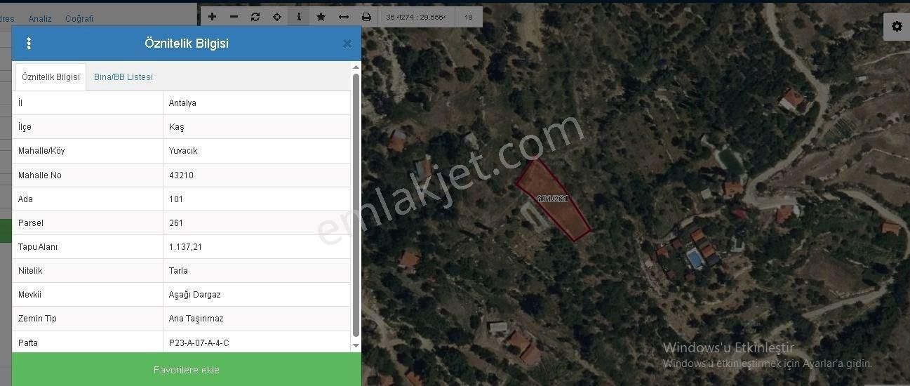 Antalya Kaş'da Müstakil Tapulu Doğa İçinde Yatırımlık Tarla!