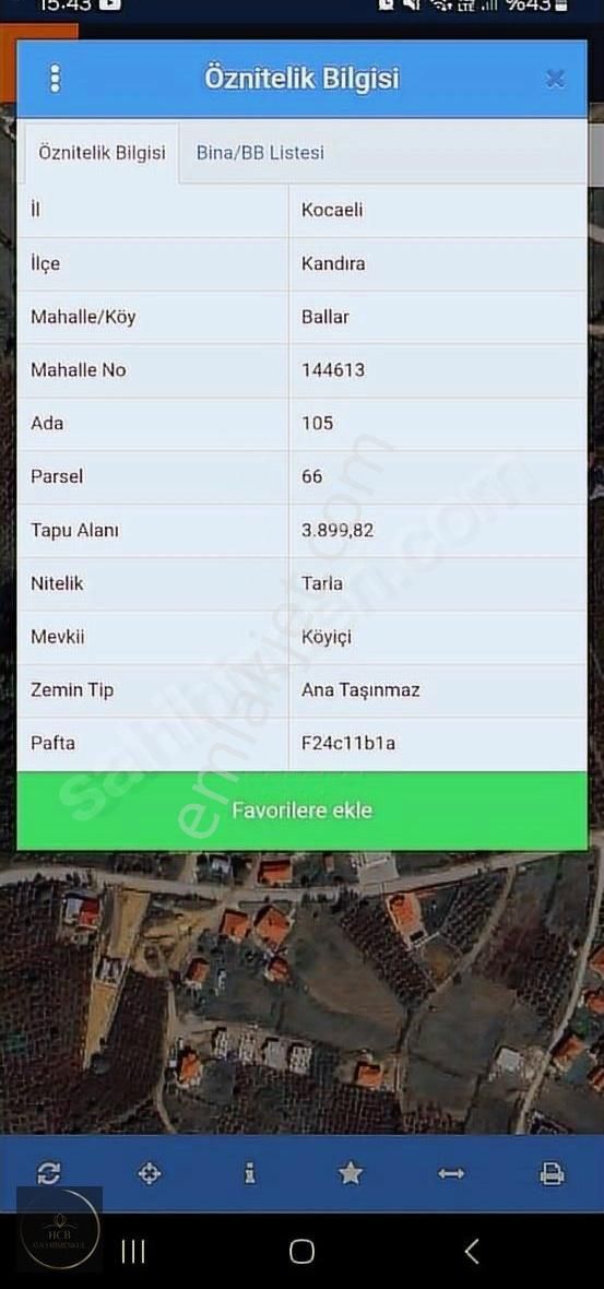 Hcb"den Kandıra Ballar Köyü %40 İmarlı Satılık Arsa