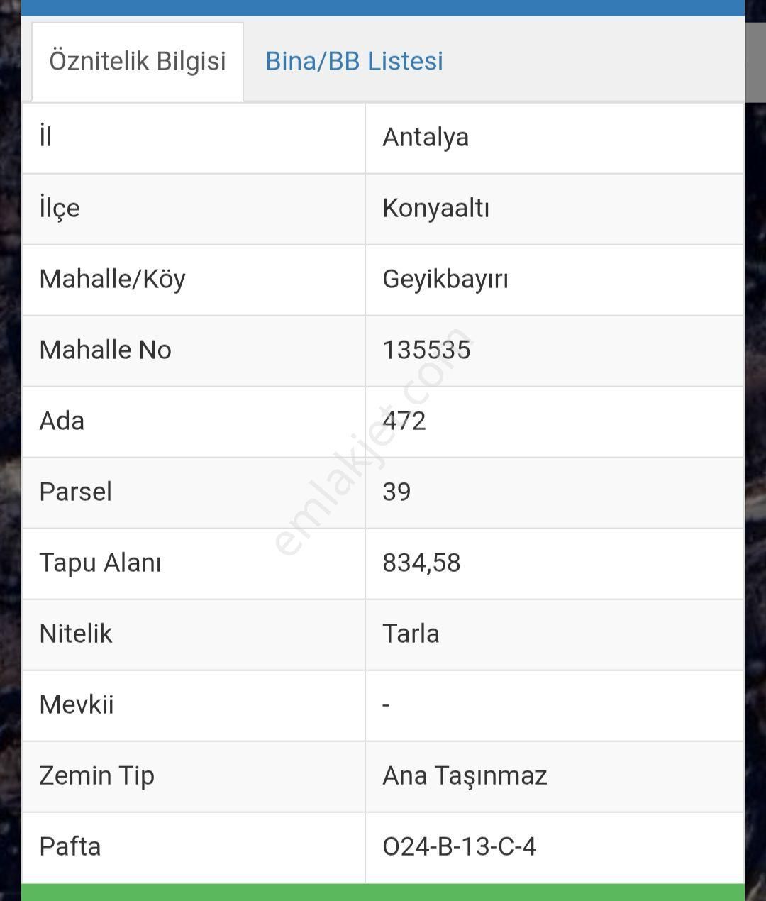 Antalya Konyaltı Geyikbayırı Feslikan Yaylası Satılık Tarla