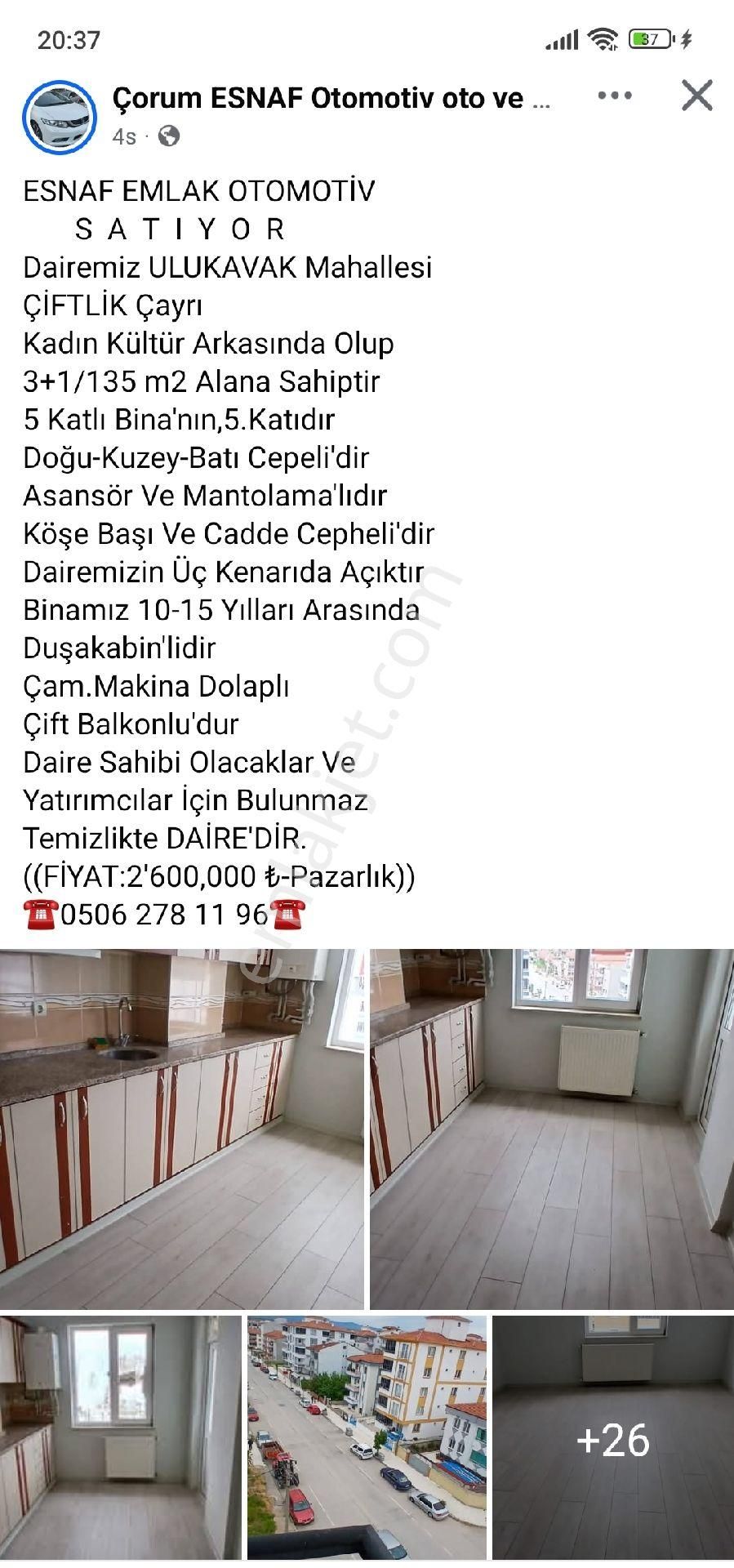 Esnaf Emlak'tan/çiftlik Çayırı'nda/3+1/135 M2/satılık Daire
