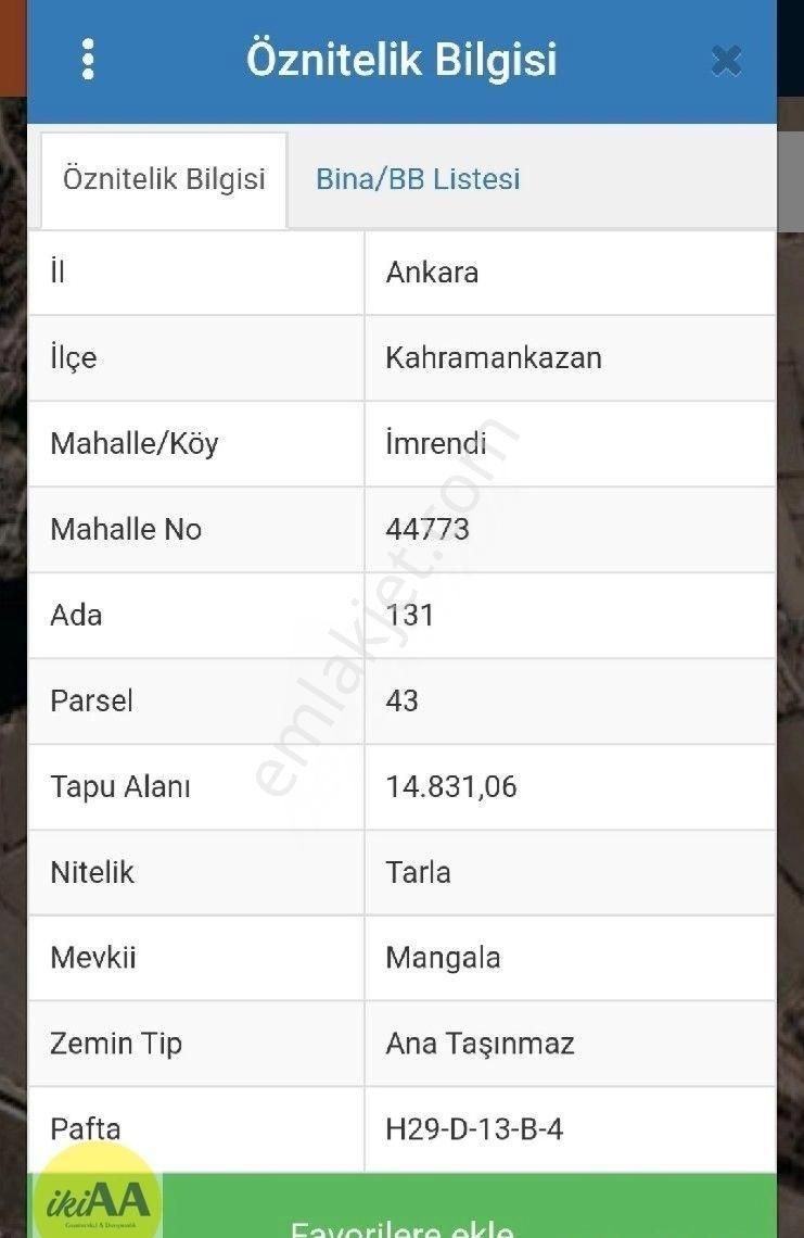 Ankara Kazan Imrendıde 2.200 M2 Yatırımlık Tarla