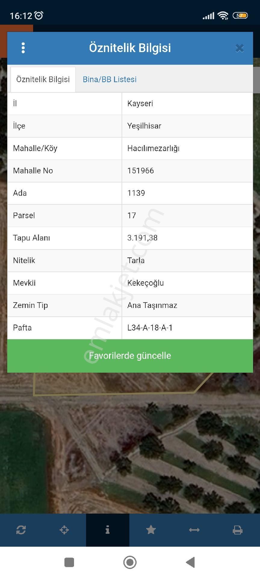 Kaçmaz Emlaktan Yeşilhisarda Satılık Bahçe Yola Yakin