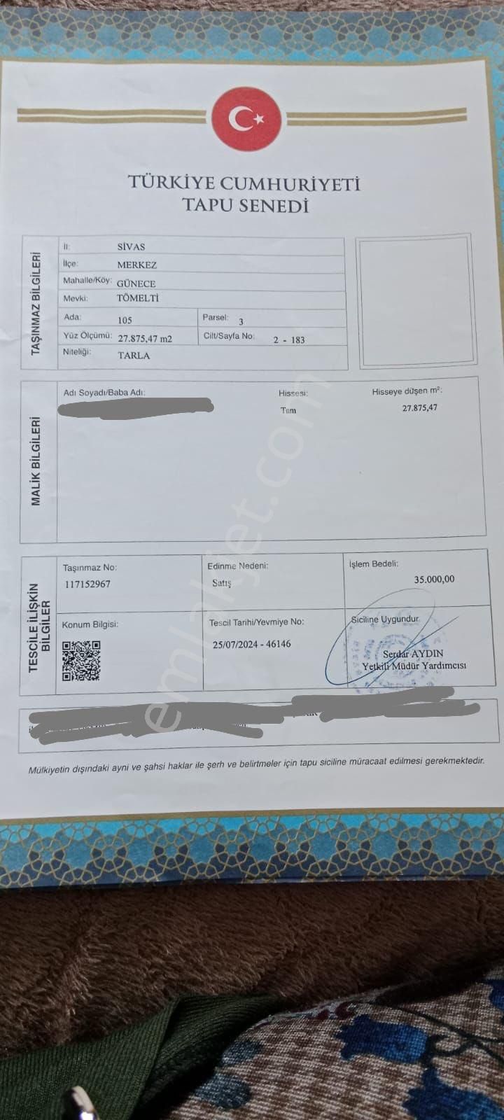 Acil Satılık Tek Tapu Tarla