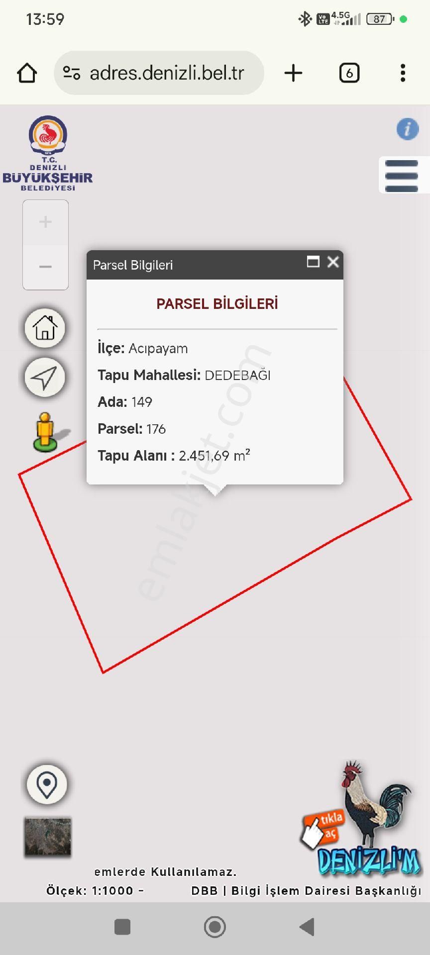 Denizli Acıpayam Dedebağı Satılık Manzaralı Tarla - Görsel 5