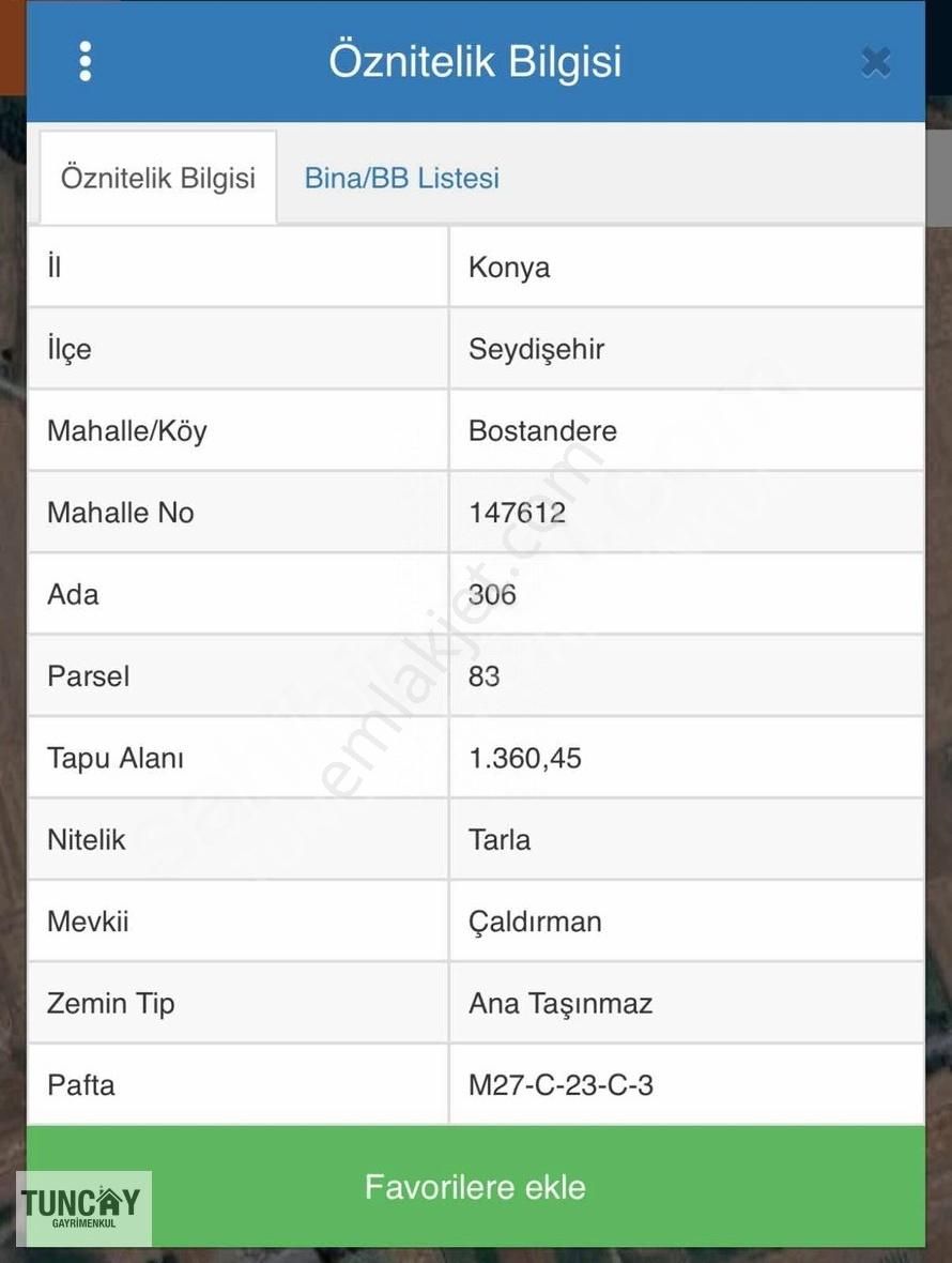 Tuncay'dan Bostandere Mh Satılık Parseller