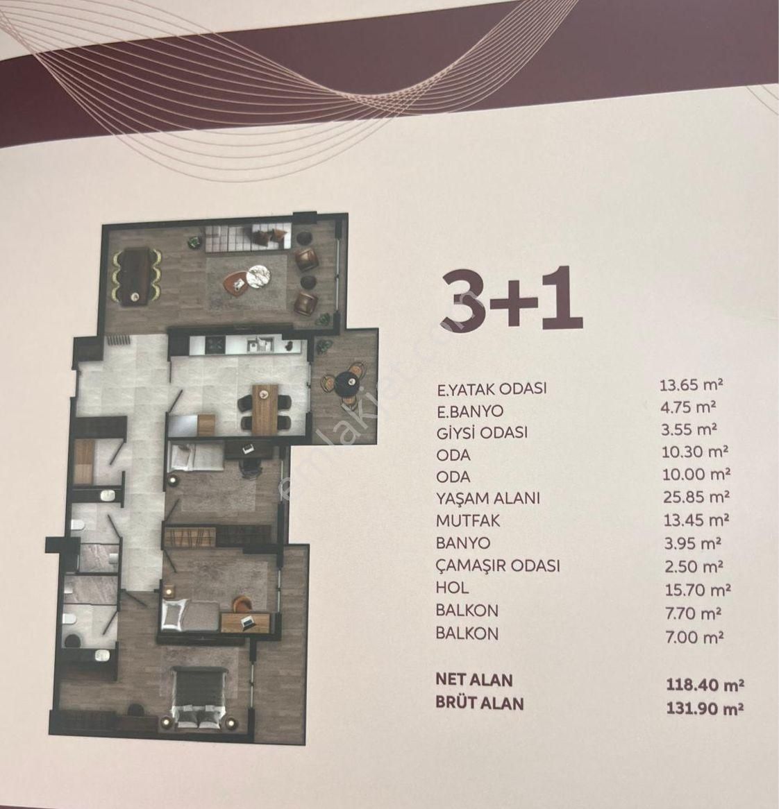Saraycık Bordo Prestij De Satılık 3+1 Sıfır Daire