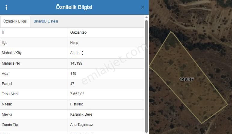 Altındağ - Nizip ' De Satılık Fıstıklık, Asfalta 500 Metre.