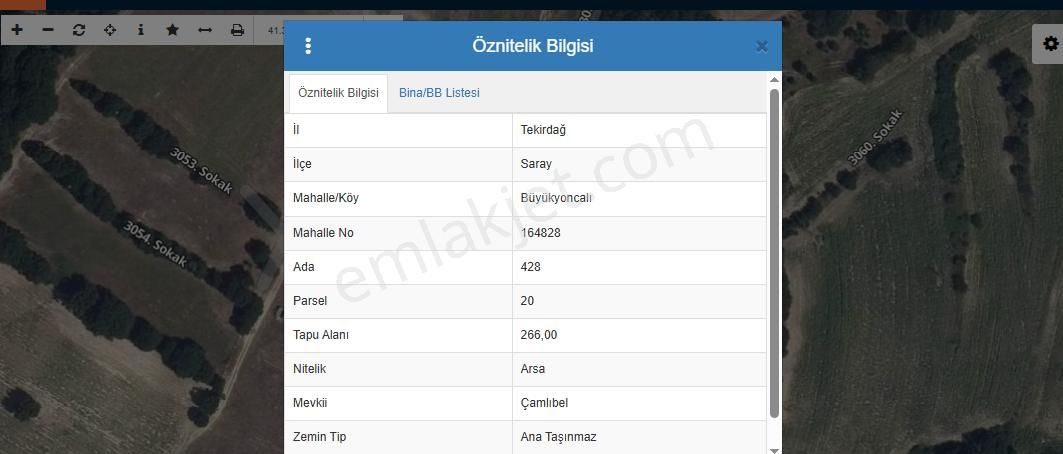 Tekirdağ Saray Büyükyoncalı Mah Satılık Arsa , 266 M2 Evlerin Yakını Yolu Var Müstakil