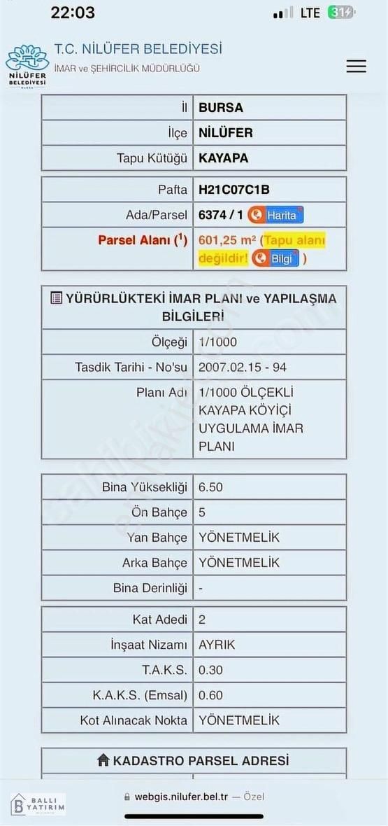 Ballı Yatırım Dan Kayapa'da Çift Yola Cephe Köşe 600m2 Arsa