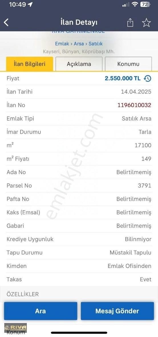 Riva Gayrimenkulden -17 Da Tarla ,şu Kanalına Sıfır, Köprübaşı