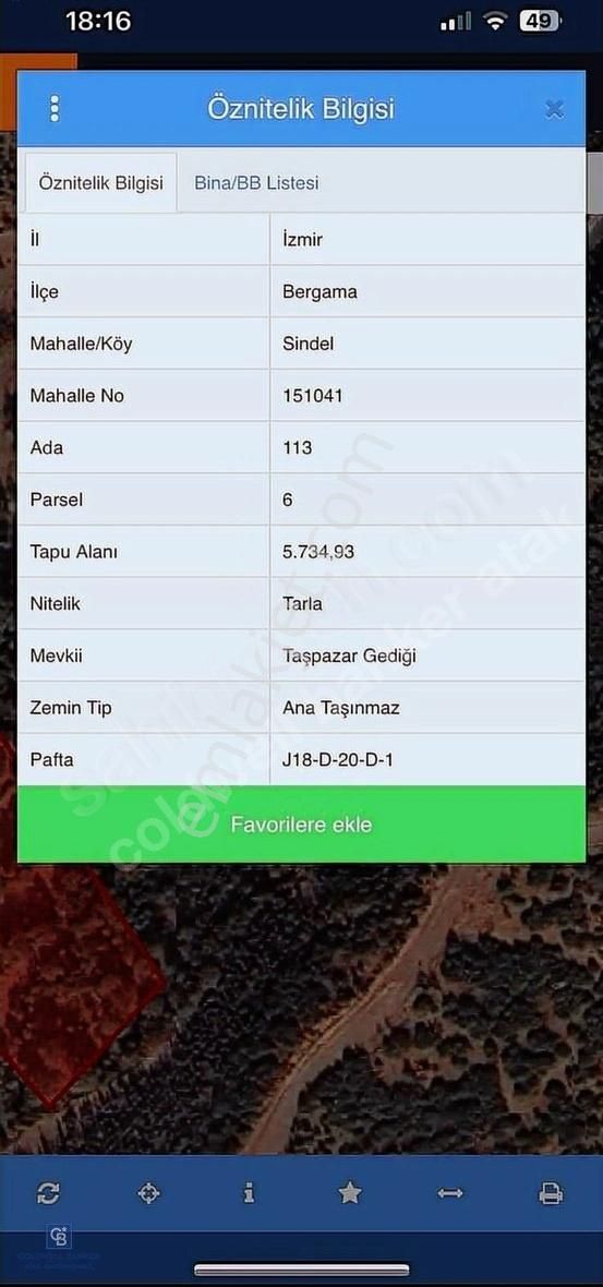 Bergama Sindelde İlçe Merkezine 10 Dk Mesafede Manzaralı Arazi