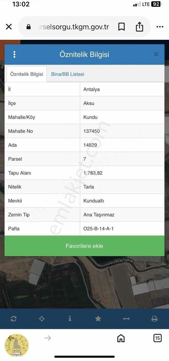 Realite Tapu 63 Celal İkbalden Satılık Emsalsiz İmarlı Tarla