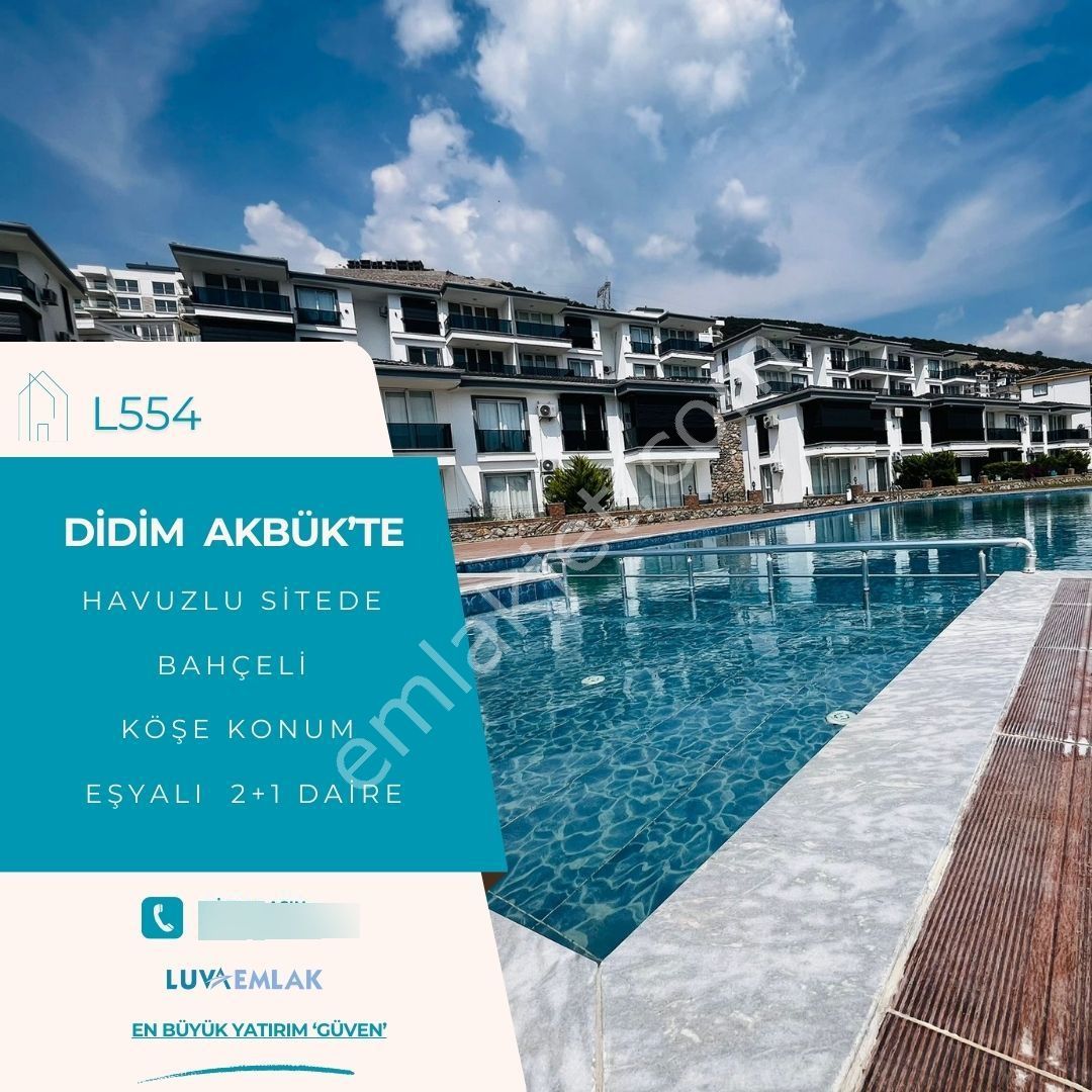 Didim Akbük'te Havuzlu Sitede Köşe Konum Bahçeli 2+1 Manzaralı Daire
