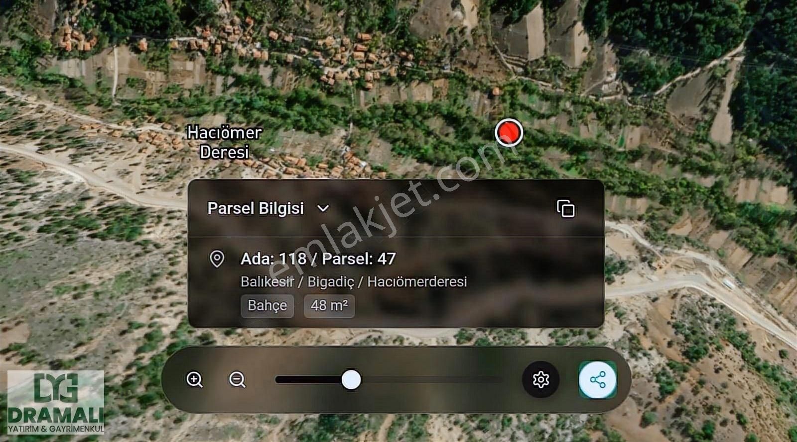 Balıkesir Bigadiç Hacıömerderesi İki Adet Yan Yana Bahçe 105 M2