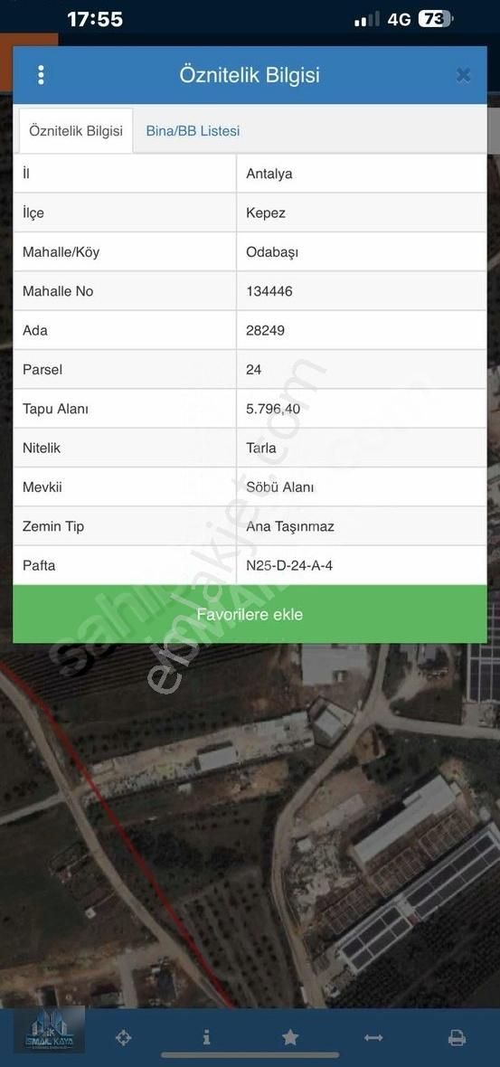 Kepez Odabaşı 5800 M2 Müstakil Tek Tapu Tarla