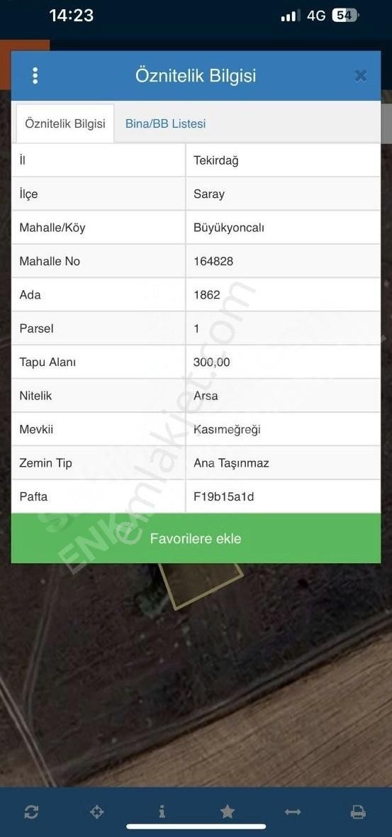 Enkadan Büyükyoncalida İmarlı İfrazli 300metre Tek Tapu Arsa