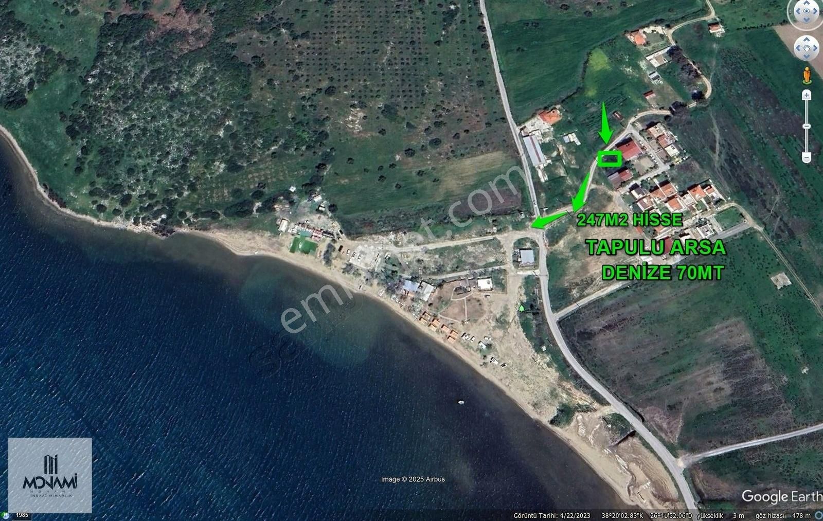 Denize 70mt Urla Torasanda Hisse Tapulu 247 M2 Tarla Kuyu