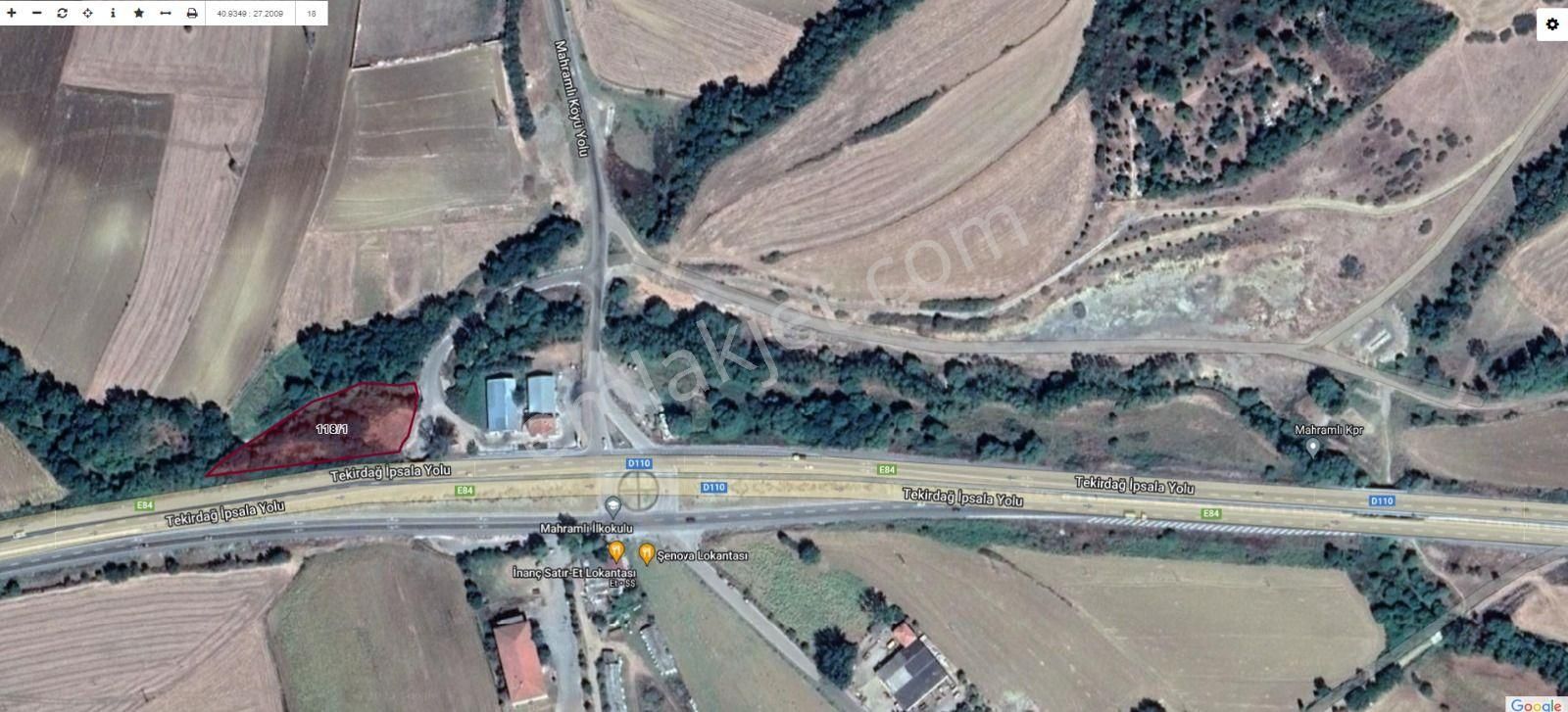 Tekirdağ Mahramlıda Anayol Cephe Depo Ve İş Yeri Yapnaya Uygun Fırsat Arsa