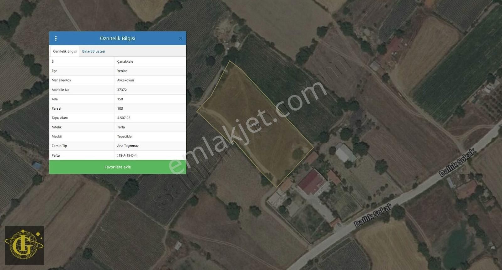 İkoniyumdan Canakkale Yenicede 4500 M2 Satılık Tarla