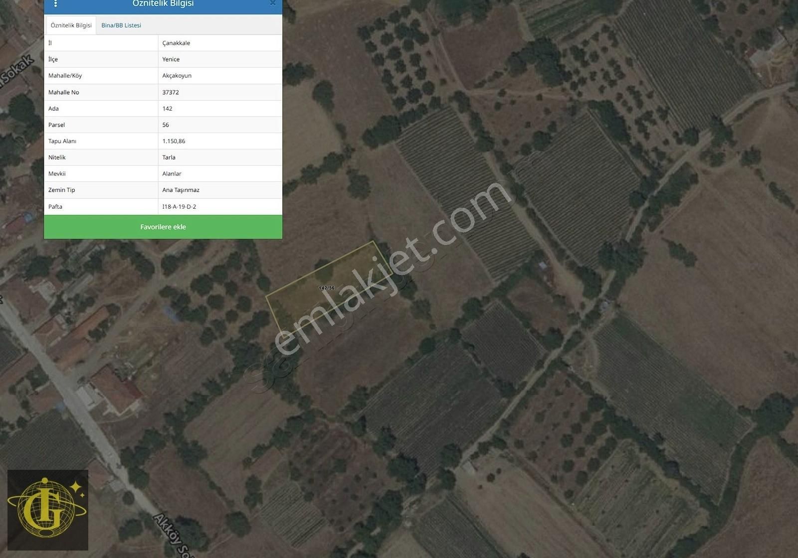 İkoniyumdan Çanakkale Yenicede 1150 M2 Tarla