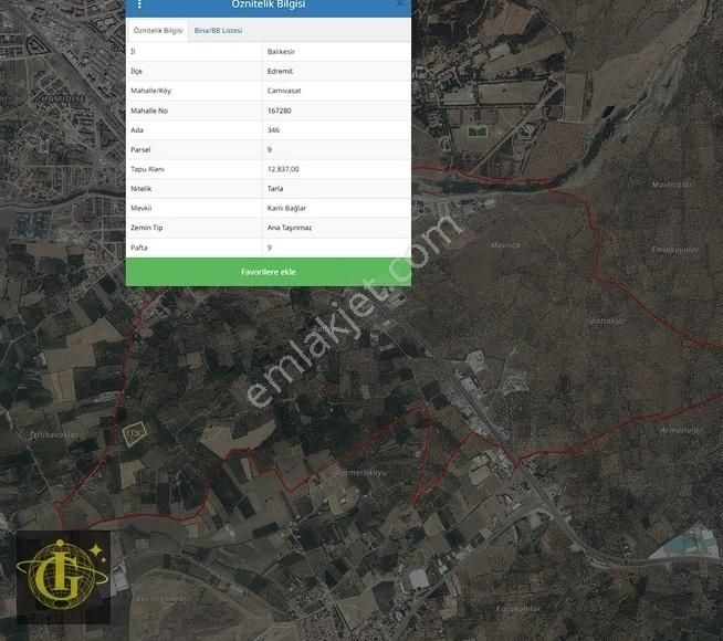 İkoniyum'dan Acil Edremit Camivasat 12837m2 Tarla