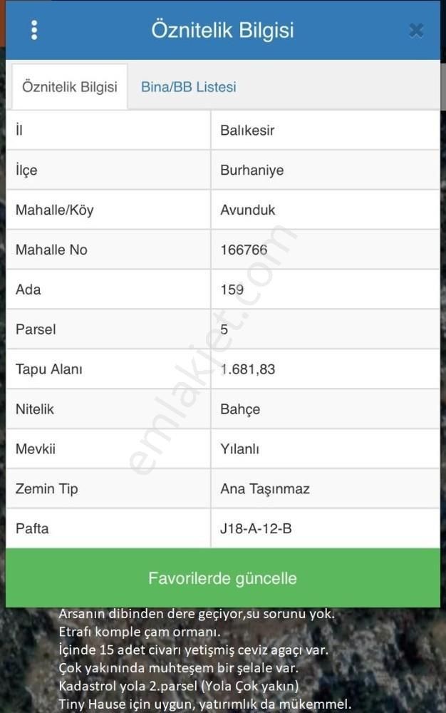 Balıkesir Burhaniye Avunduk Bölgesinde Satılık Yayla Bahçesi