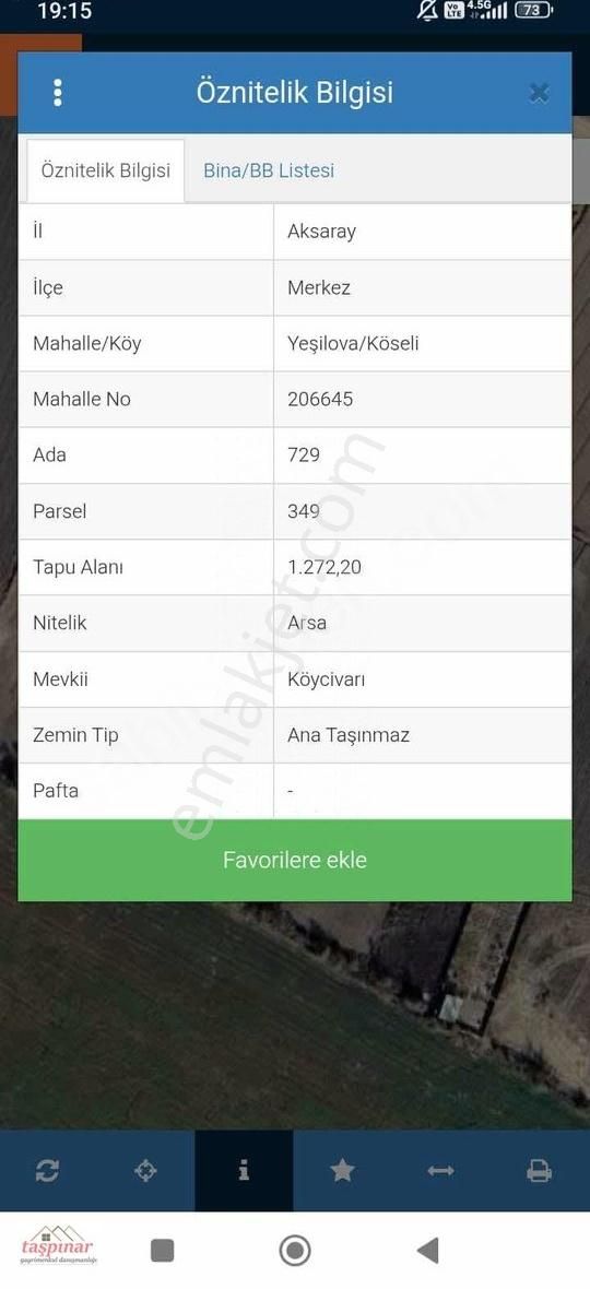 Taşpınar Emlakdan Satılık Yeşilova'da Teko Petrol Arkası Arsa