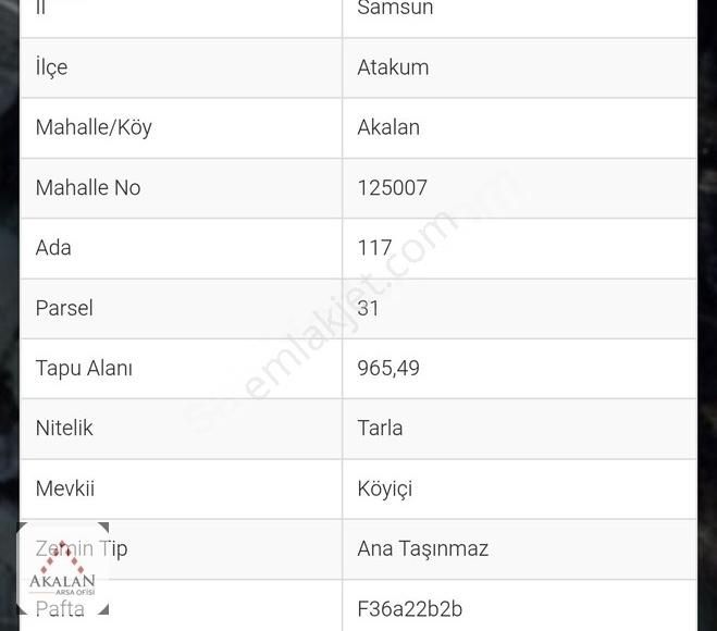 Akalan Murat Dan Köy İçi Ev Yapılır Yola Cephe 966m Tarla