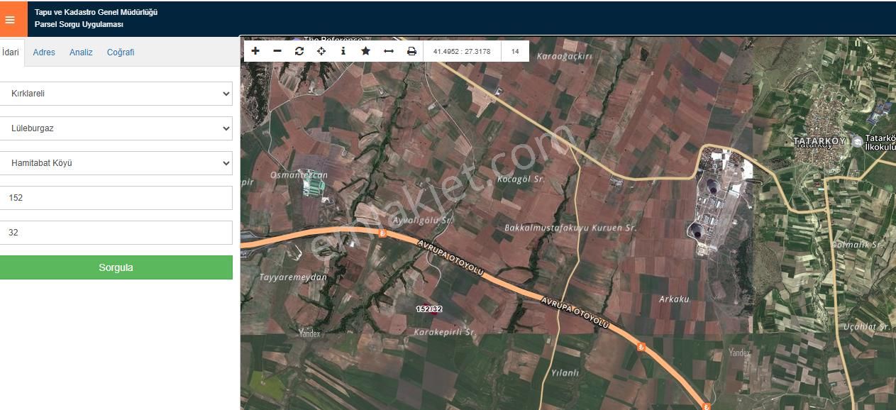 Lüleburgaz Hamitabat'ta Resmi Yola Cepheli Yatırımlık Tarla