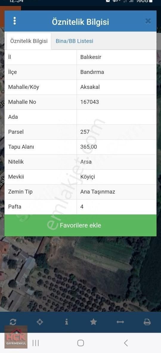 Hçk Gayrimenkul'den Bandırma Aksakal'da Köy İçi Arsa