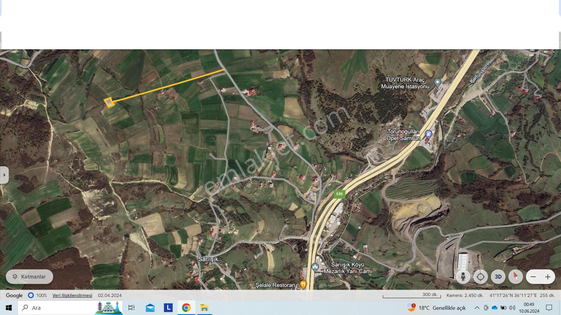 Lider'den Samsun Atakum Sarıışık Köyünde 1006m2 Tarla Tek Tapu - Görsel 3