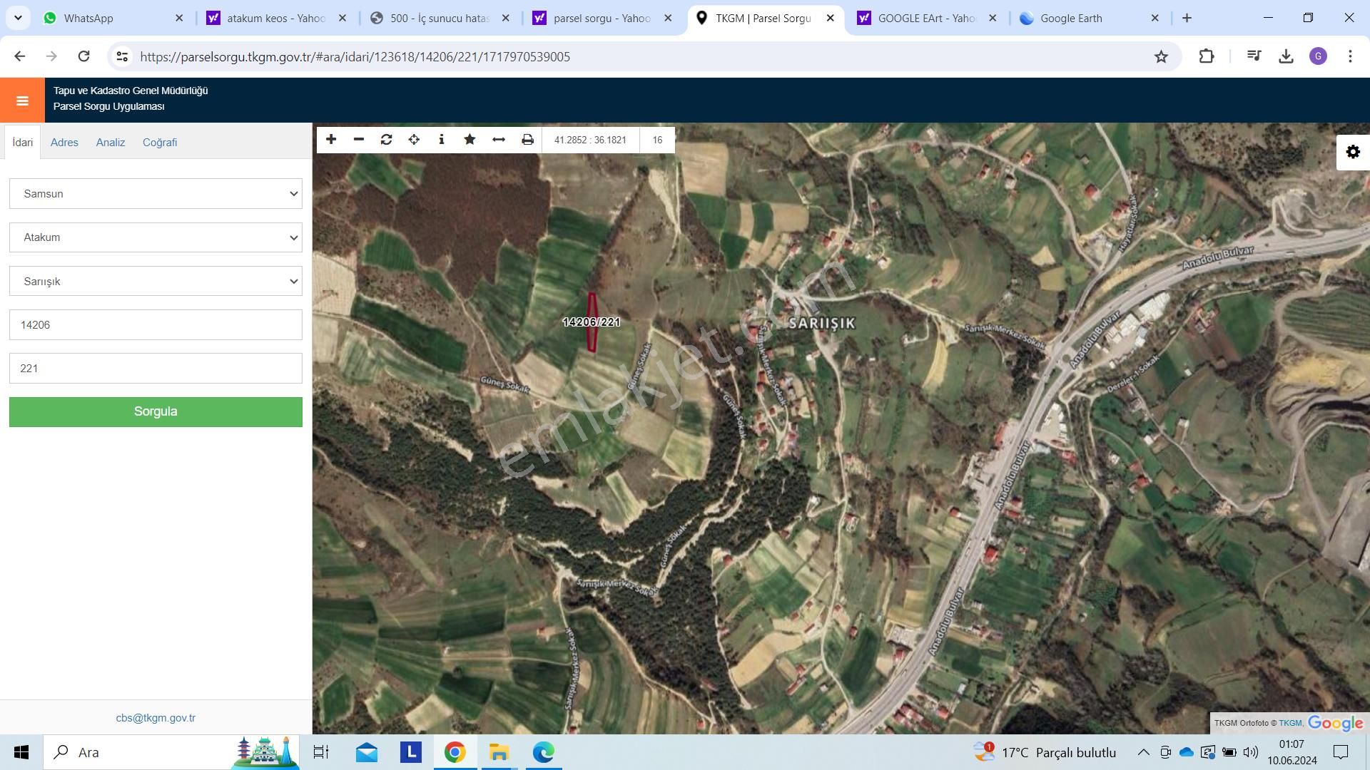 Lider'den Samsun Atakum Sarıışık Köyünde 1661m2 Tarla Tek Tapu - Görsel 3