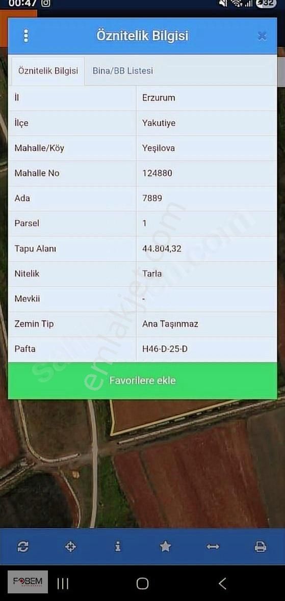 Fobem Gayrimenkul Den Yesılova Da Acılll Satılık Tarla