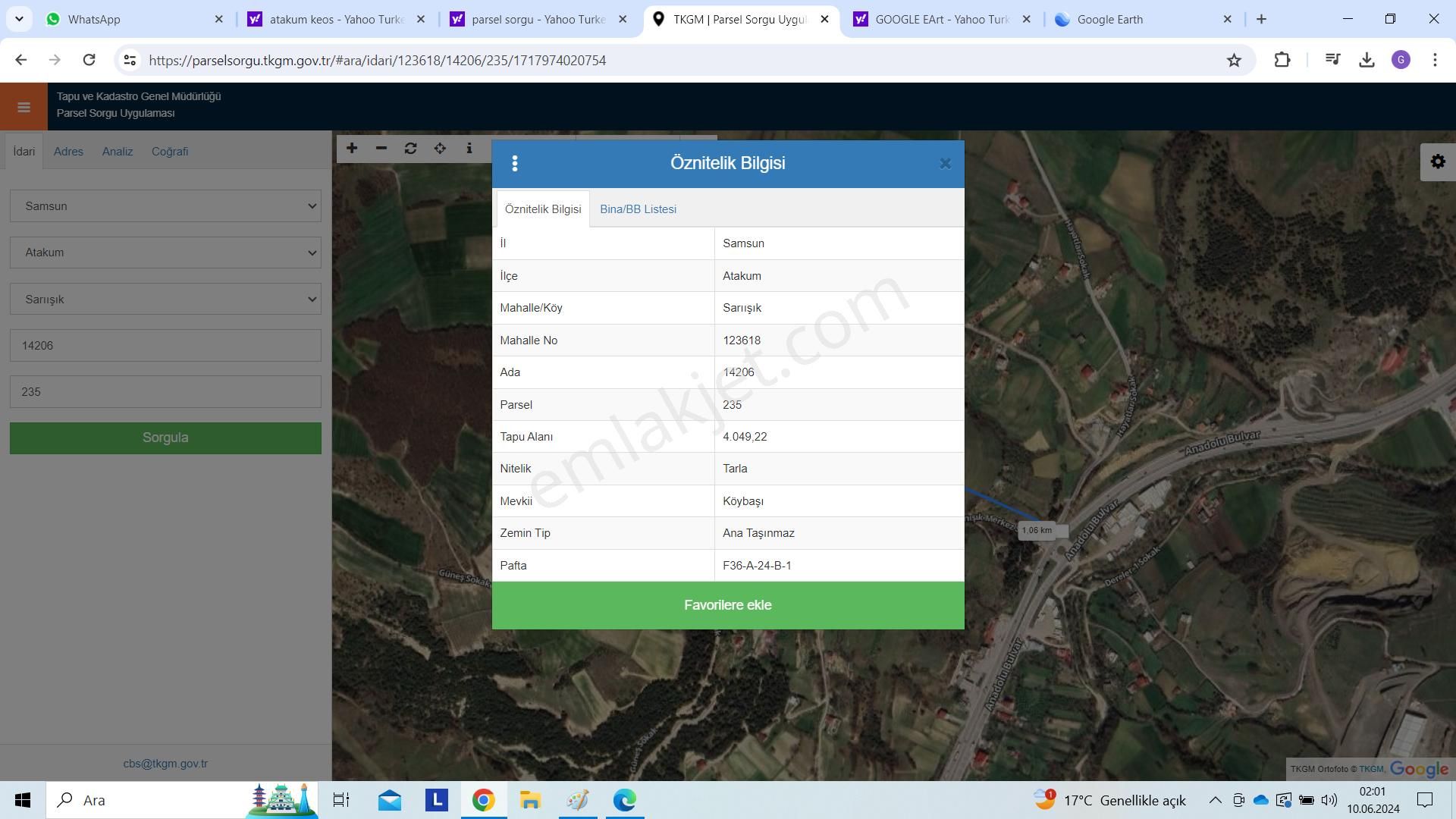 Lider'den Samsun Atakum Sarıışık Köyünde 4.049 M2 Tarla Tek Tapu - Görsel 8