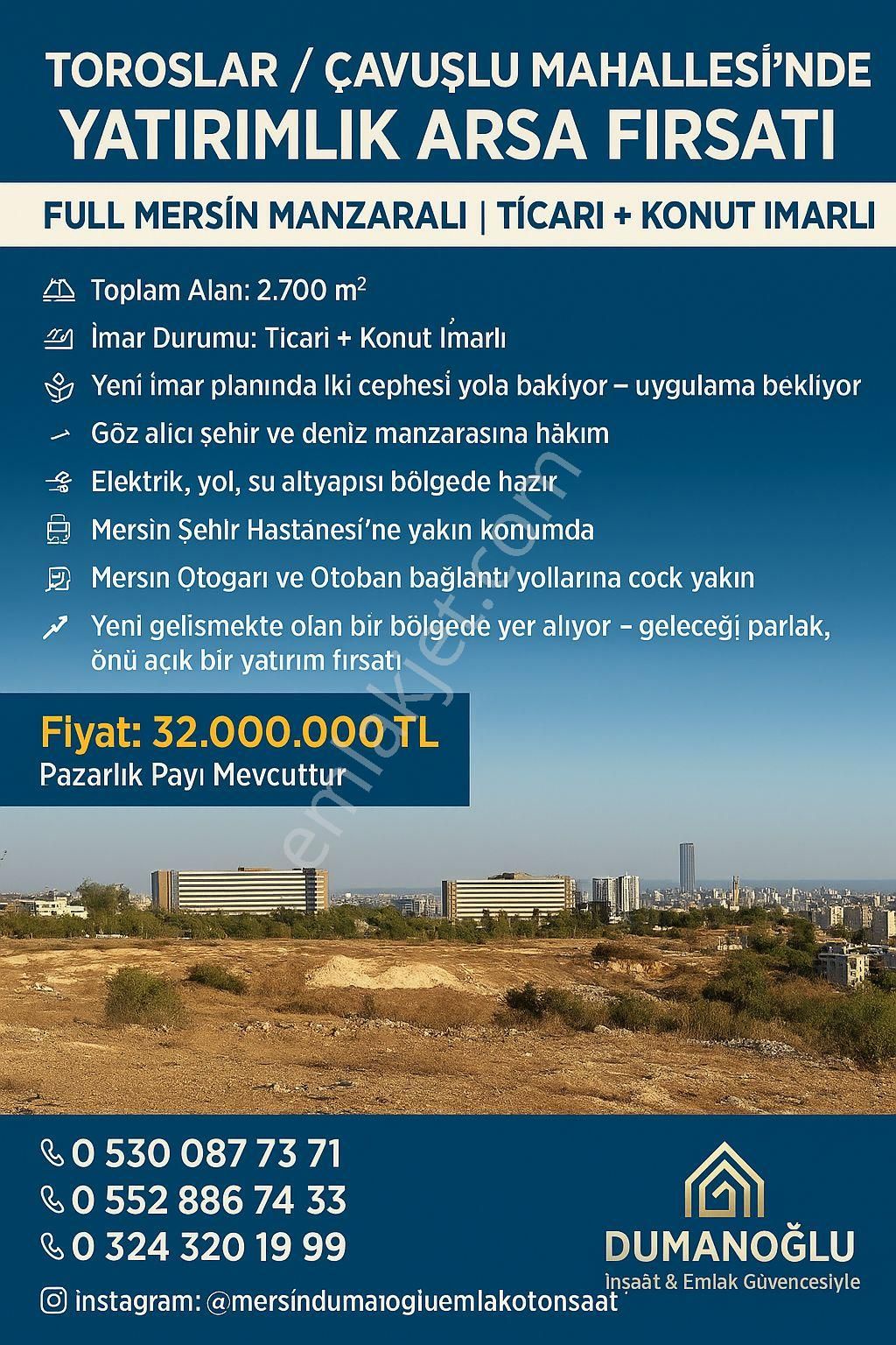 📌 Toroslar / Çavuşlu Mahallesi'nde Yatırımlık Arsa Fırsatı