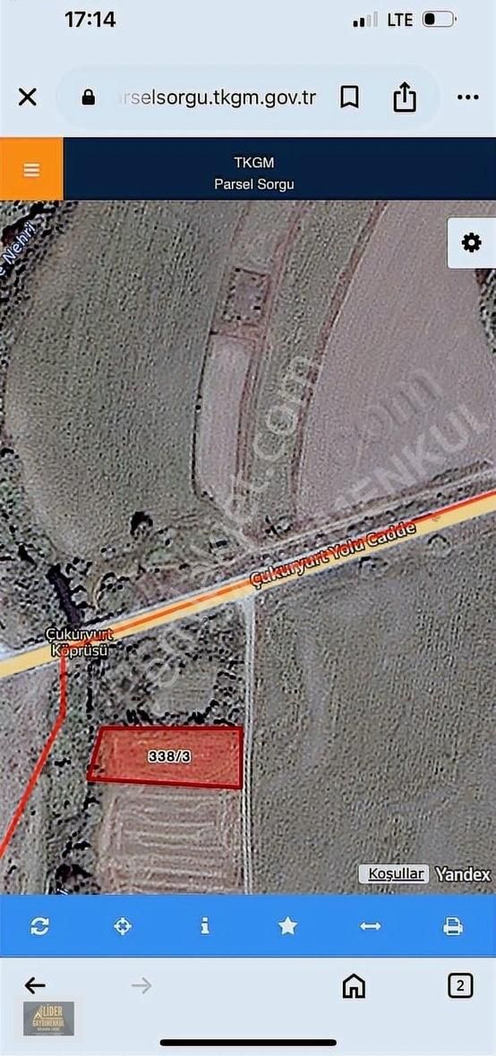 Lider'den Tekirdağ Saray Ayazpaşa Mah.1004m²kadastro Yolunacephe