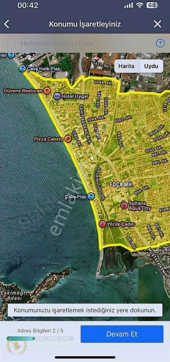 Fethiye'nin Kalbi Çalış'da 1050mt 3villa Olur Kupon Arsa Satılık